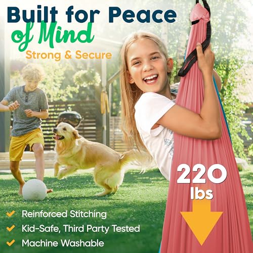 VISSE Sensory Swing for Kids Indoor - Calming Cocoon Therapy Swing 360° Hardware - Holds 220lbs - Indoor Outdoor Sensory Hammock - Autism ADHD SPD Trusted Sensory Support - Image 4