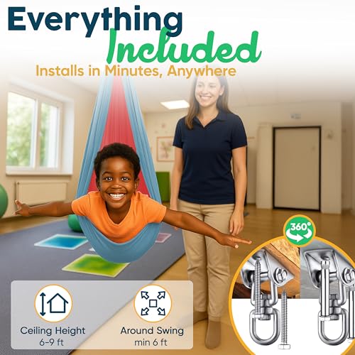 VISSE Sensory Swing for Kids Indoor - Calming Cocoon Therapy Swing 360° Hardware - Holds 220lbs - Indoor Outdoor Sensory Hammock - Autism ADHD SPD Trusted Sensory Support - Image 5