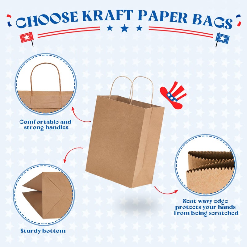 MESHA Brown Paper Bags with Handles 8x4.25x10.5 Inch 100 Pack,Kraft Gift Bags Bulk, Medium Size Craft Bag for Shopping Birthday Party Favor Grocery Retail Merchandise Wedding(Made in USA) - Image 4