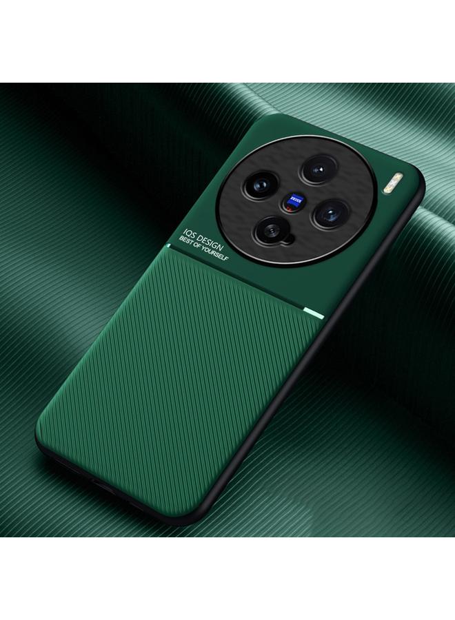 For vivo X200 Pro mini Classic Tilt Strip Grain Magnetic PC Hybrid TPU Phone Case(Green)