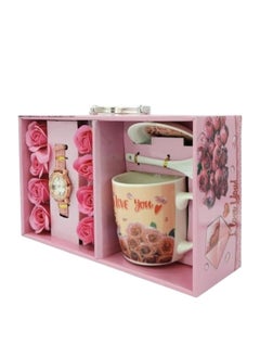 BABAZAM Watch & Mug & Spoon & Saucer Gift Box Carefully Packed for Gifting to Lover Women Girls Birthday Anniversary Wedding Multicolor 18x29x10cm  - Image 3