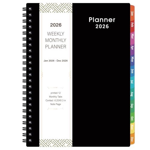 MaaIbok 2026 Planner - Weekly & Monthly Planner 2026, Planner 2026, From January 2026 - December 2026, 6.25 in × 8.3 in, Flexible Cover, Twin-Wire Binding - Classic Black, Improving Your Time Management Skill - Image 1
