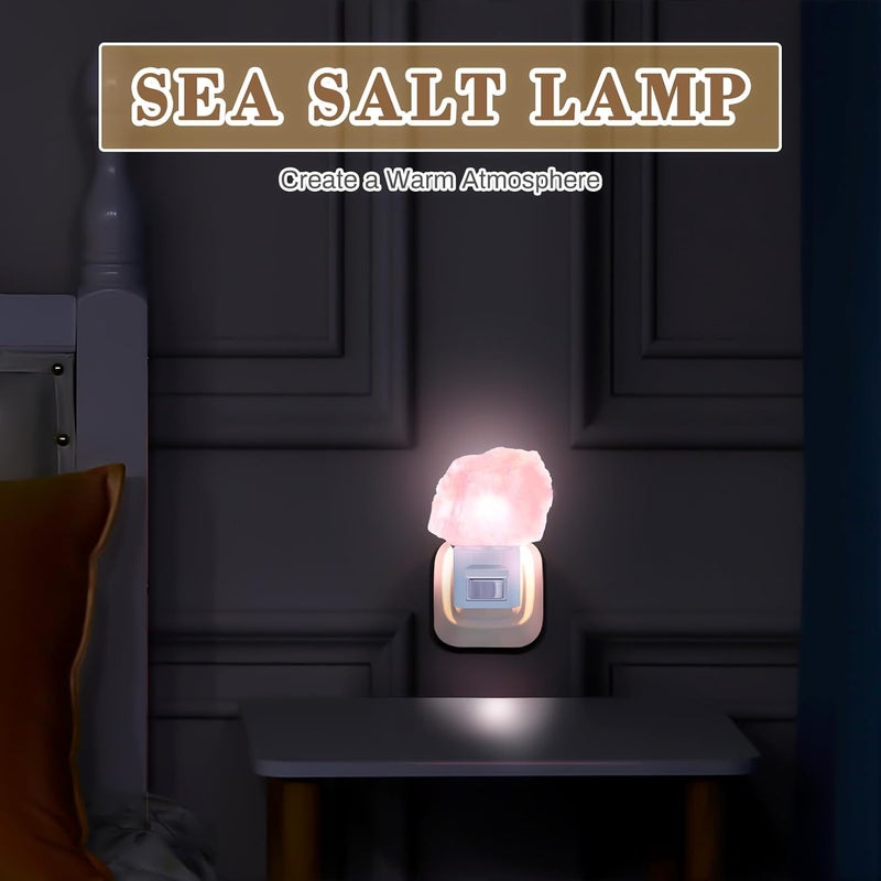 Hortsun 3 عبوة مصباح ملح الهيمالايا ليلي مصباح كريستالي ليلي قابس دوار لتنقية الجدران مصنوع من حجر الملح الطبيعي للمنزل - Image 4