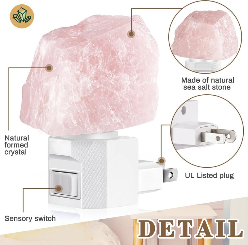 Hortsun 3 عبوة مصباح ملح الهيمالايا ليلي مصباح كريستالي ليلي قابس دوار لتنقية الجدران مصنوع من حجر الملح الطبيعي للمنزل - Image 3