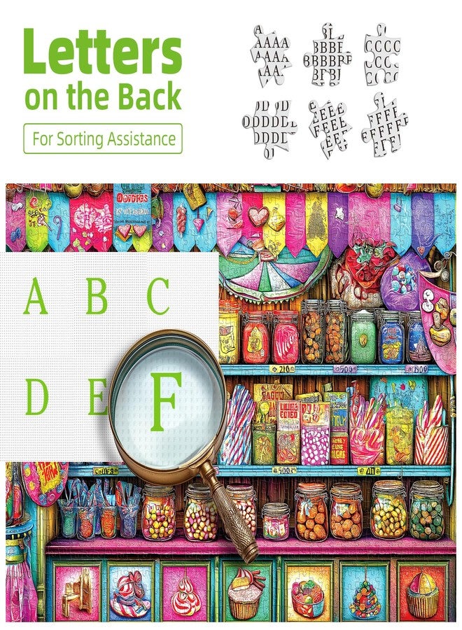 Blueforest Candy Shop 500 Piece Puzzles for Adults - Vibrant Sweets Store Jigsaw Puzzle, Nostalgic Candy Jar Decor & Challenging Family Activity (23"x15") - Image 3