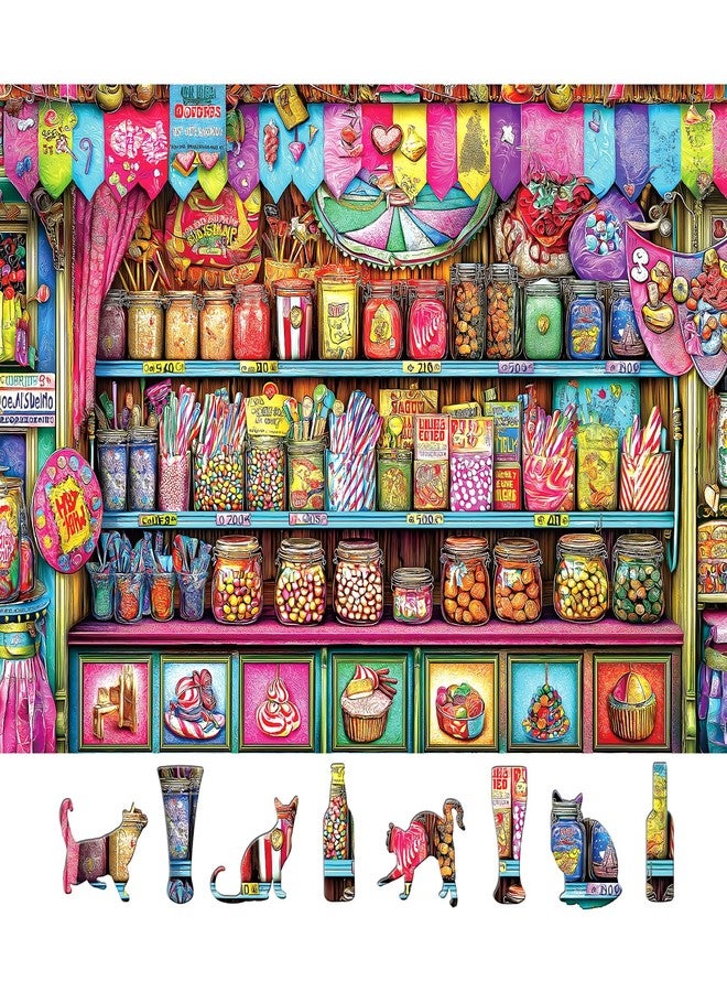 Blueforest Candy Shop 500 Piece Puzzles for Adults - Vibrant Sweets Store Jigsaw Puzzle, Nostalgic Candy Jar Decor & Challenging Family Activity (23"x15") - Image 1