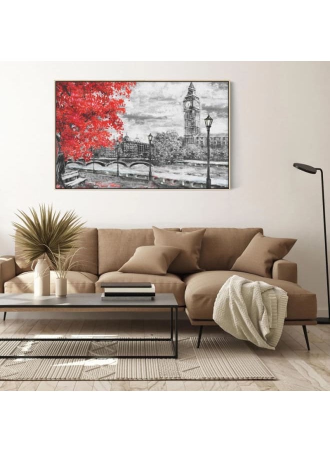 Home Gallery - Abstract framed portrait of big ben and red tree 120x80 - Image 1