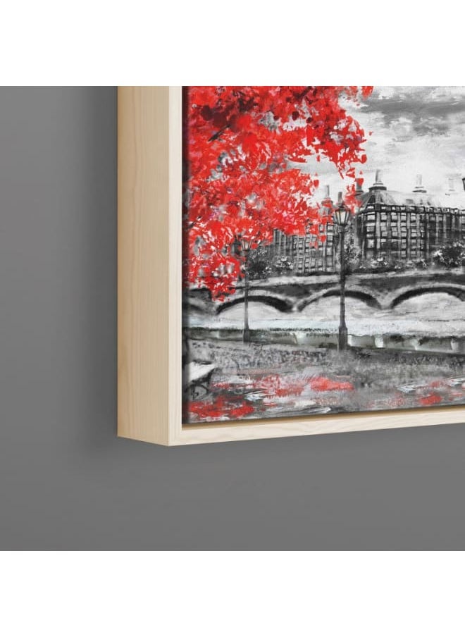 Home Gallery - Abstract framed portrait of big ben and red tree 120x80 - Image 1