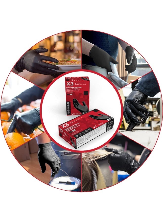 X3 Industrial Black Nitrile Gloves, Box of 100, 3 Mil, Size Small, Latex Free, Powder Free, Textured, Disposable, Food Safe - Image 3