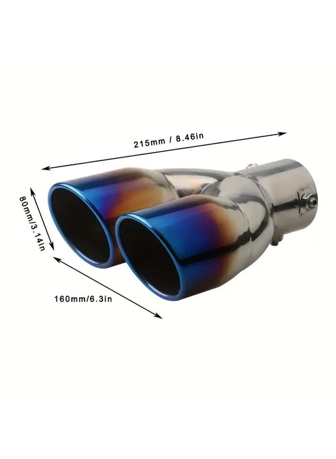 Blue Universal 2 5 Inch Inlet Dual Exhaust Tail Pipe Stainless Steel Muffler Tip - Image 2