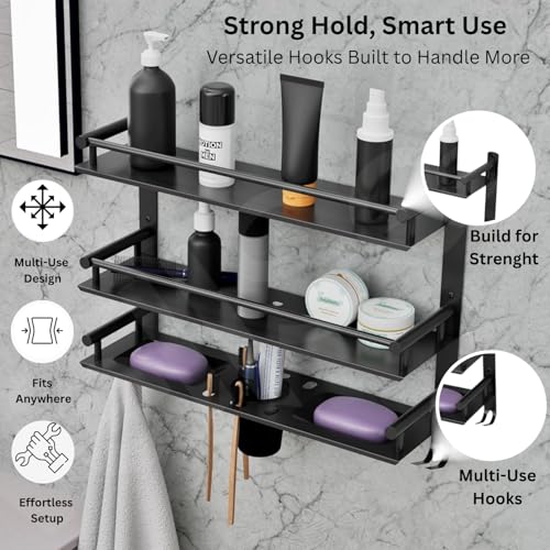 Well Set Multipurpose 3 Layer Bathroom Rack | Double Soap Dish | Tumbler Holder | Tooth Brush Holder | Bathroom Accessories - Image 3
