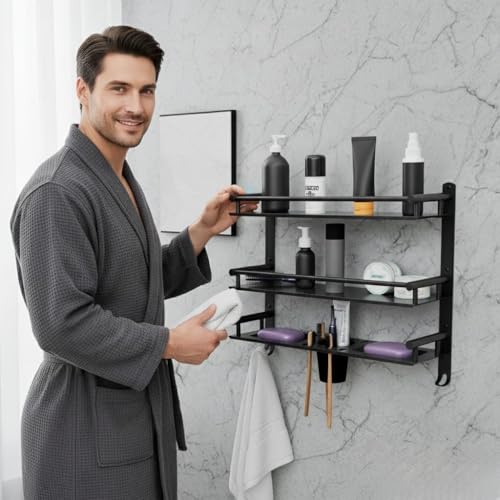 Well Set Multipurpose 3 Layer Bathroom Rack | Double Soap Dish | Tumbler Holder | Tooth Brush Holder | Bathroom Accessories - Image 1