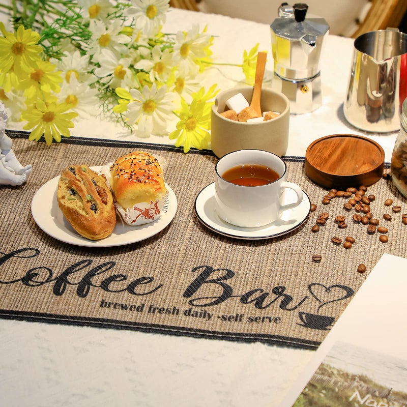 Cunhill 2 Pieces Coffee Bar Mat,Coffee Bar Accessories 20 x 14 Inch Coffee Bar Decoration Coffee Placemats for Coffee Machine, Coffee Bar, Countertops,Coffee Station Accessories(Coffee Time) - Image 2