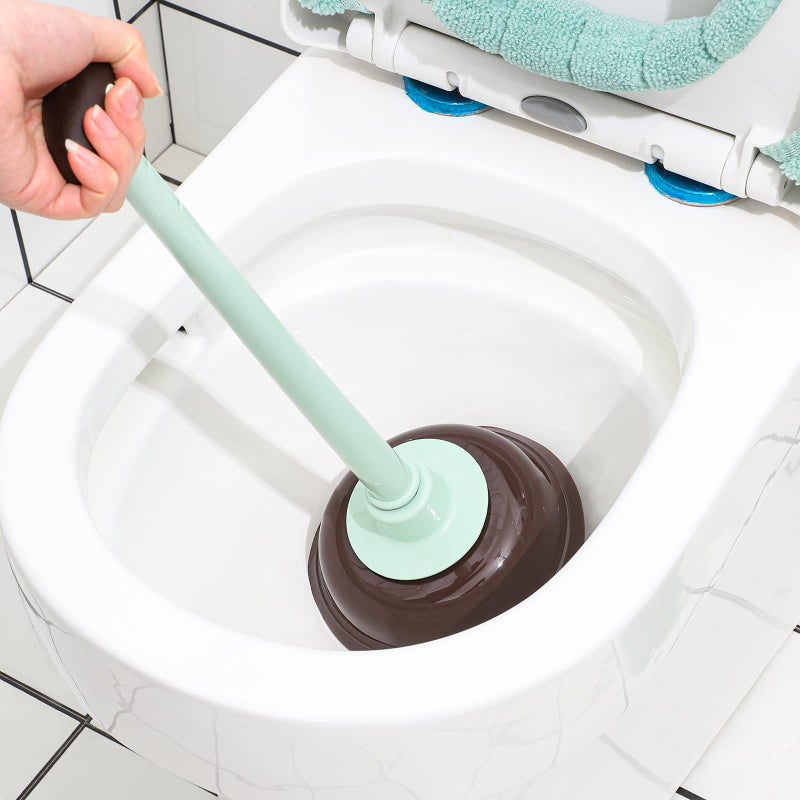 Cq acrylic Toilet Brush and Plunger Set,Green 3 in 1 Bathroom Scrubber Plunger and Angled Toilet Bowl Brush & Scrubber Combo with Holder and Rim Cleaner for Camper,Rv,Apartment,New Home,Set of 1 - Image 4