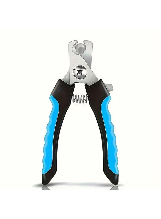 مقص أظافر الحيوانات الأليفة من الفولاذ المقاوم للصدأ الأزرق مع واقي من التناثر لتقليم وتلميع أظافر الكلاب والقطط - Image 1