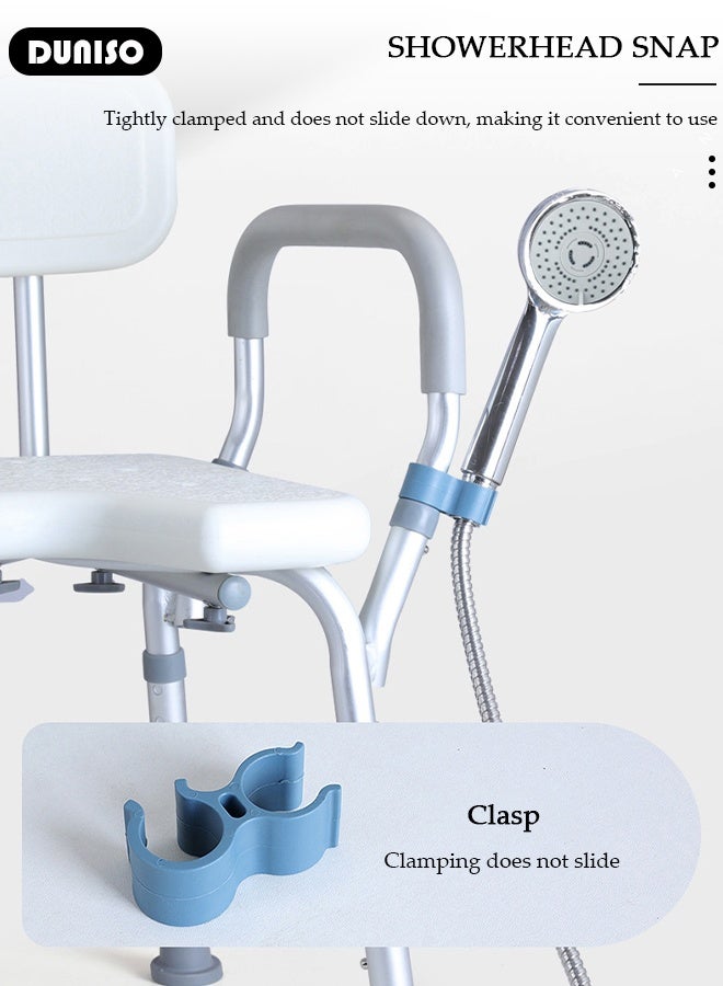 DUNISO Folding Bathroom Shower Chair Height Adjustable Foldable Shower Stool Bath Stools Shower Bench Shower Seat with Legs Backrest Armrests Anti-slip Feet for Elderly Seniors Disabled - Image 2