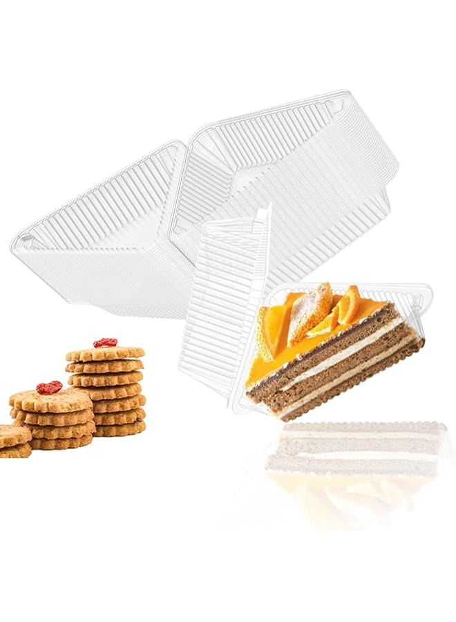 S-TOP Cake Slice Containers with Hinged Lid, 4.33 Inch Clear Boxes for Cheesecake, Bakery and Cafe Use, Pack of 100, To-Go Dessert Packaging for Home Bakers - Image 1