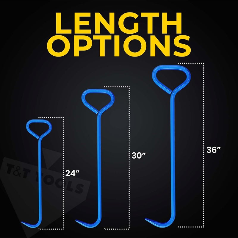 T & T Tools T&T Tools 24-Inch Manhole Cover Hook Tool, 5/8" Hex Alloy Steel Single Hook, Heavy Duty Lifting Manhole Covers, Septic Tank Risers, Grates, Storm Drains, Pallet Pulling, Bright Blue Finish, 1 Pack - Image 4