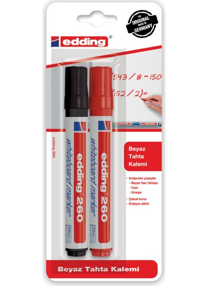 Edding Whiteboard Pen 260/2 PIECE Black Red 