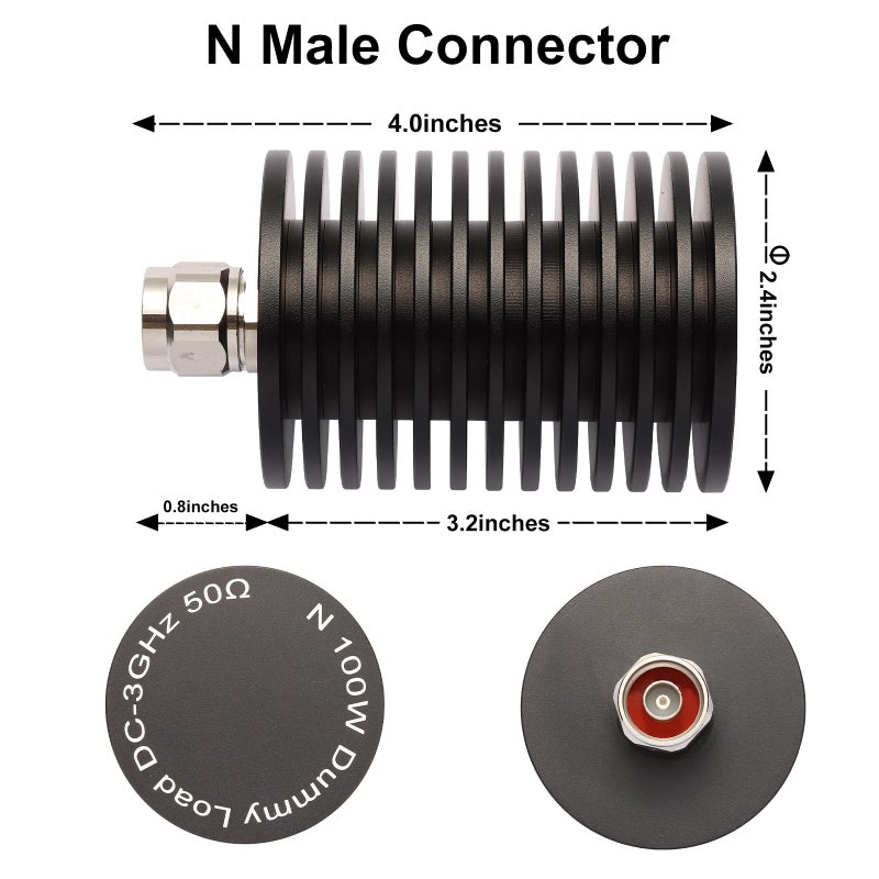 BECEN 100W N- Male Connector Dummy Load, Termination Load,DC to 3 GHz, 50ohm,for VNA - Image 2