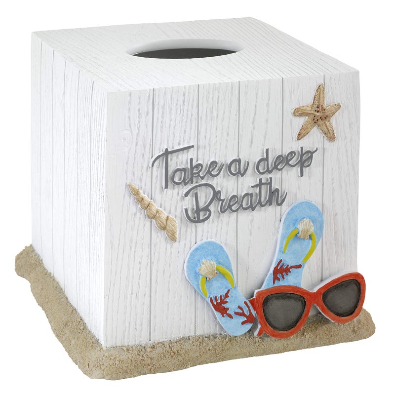 Avanti Linens  Tissue Box Cover Beach Inspired Bathroom Decor Beach Mode Collection