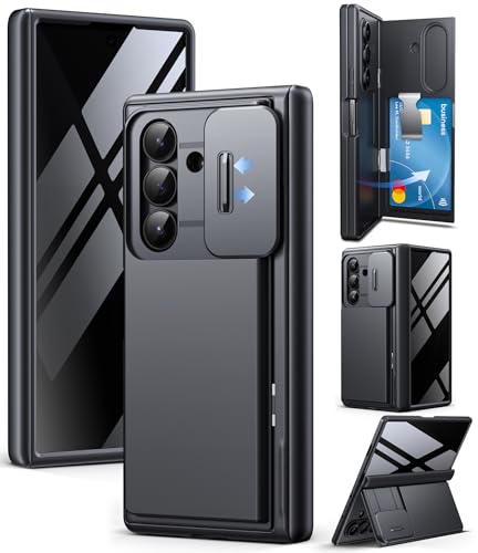 TONGATE Wallet for Z Fold 7 Case with Privacy Screen Protector 4Card HolderAnti Spy Builtin Large Stand Slide Camera Cover Z7 Shockproof Phone Case for Samsung Galaxy Z Fold 7 2025 8 Black - Image 1