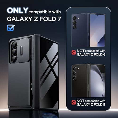 TONGATE Wallet for Z Fold 7 Case with Privacy Screen Protector 4Card HolderAnti Spy Builtin Large Stand Slide Camera Cover Z7 Shockproof Phone Case for Samsung Galaxy Z Fold 7 2025 8 Black - Image 3