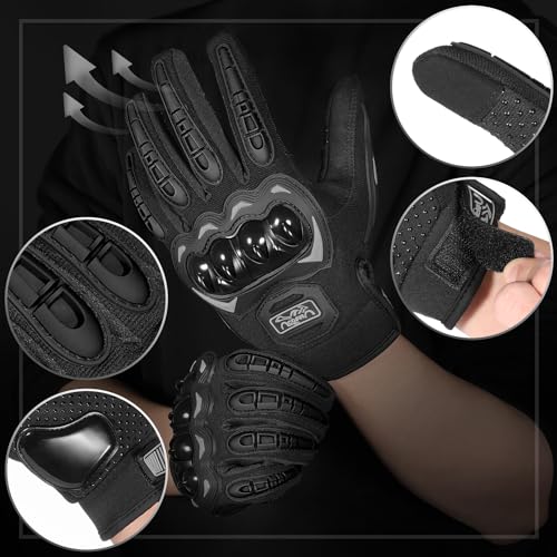 COFIT Motorcycle Gloves for Men and Women, Full Finger Touchscreen Motorbike Gloves for BMX ATV MTB Riding, Road Racing, Cycling, Climbing, Motocross - Black XL - Image 2