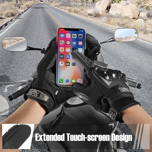 COFIT Motorcycle Gloves for Men and Women, Full Finger Touchscreen Motorbike Gloves for BMX ATV MTB Riding, Road Racing, Cycling, Climbing, Motocross - Black XL - Image 3