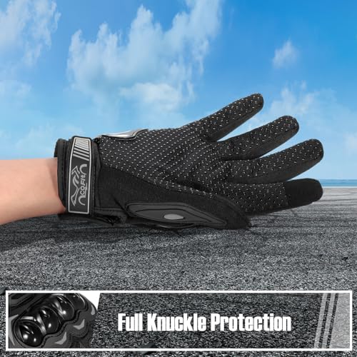 COFIT Motorcycle Gloves for Men and Women, Full Finger Touchscreen Motorbike Gloves for BMX ATV MTB Riding, Road Racing, Cycling, Climbing, Motocross - Black XL - Image 4