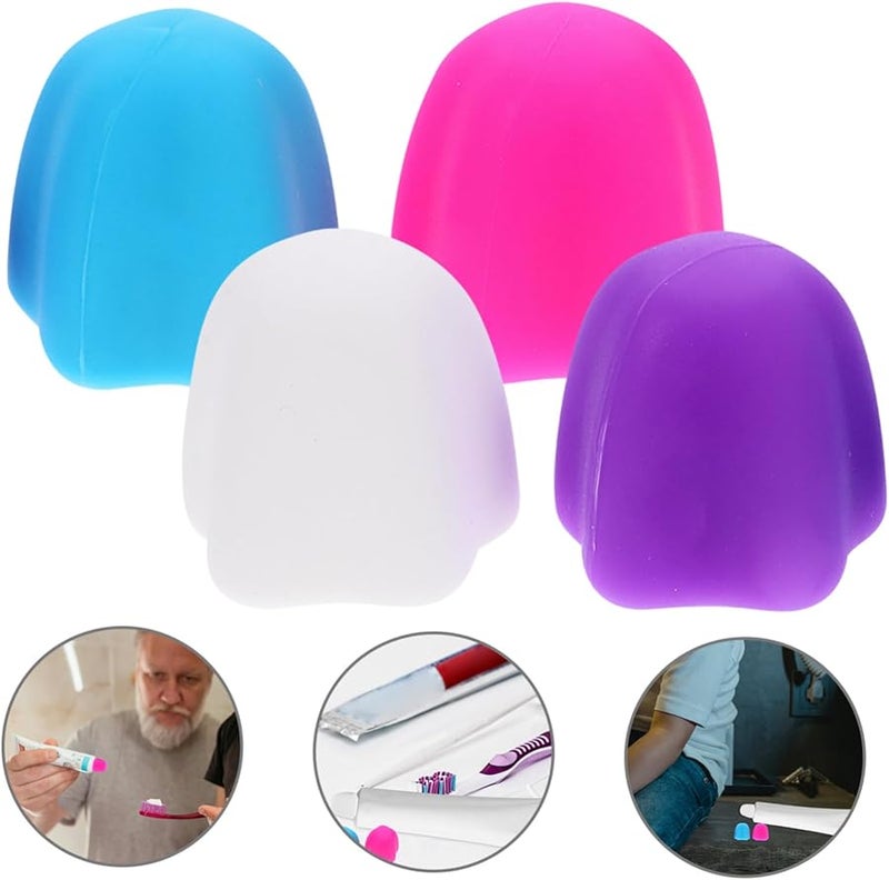 Self Sealing Silicone Toothpaste Caps 4 Pack Portable Bathroom Organizer - Image 3
