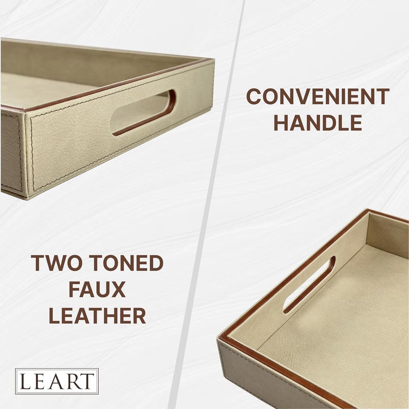 LEART Leather Serving Tray – Serving Tray with Handles | Home, Office, Restaurant | Appetizer, Food, Snack Serving Platter | Trays Serving Set (Camel) - Image 5