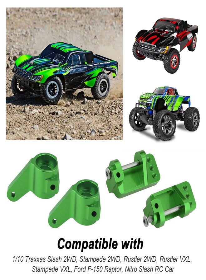 Hobbypark كتل العجلات من الألمنيوم من هوبي بارك مع محاور C وكتل التوجيه لسيارات تراكساس 1/10 2WD سلاش، راستلر، ستامبيد، نيترو سلاش، بديل 3632 3736 (أخضر) - Image 2