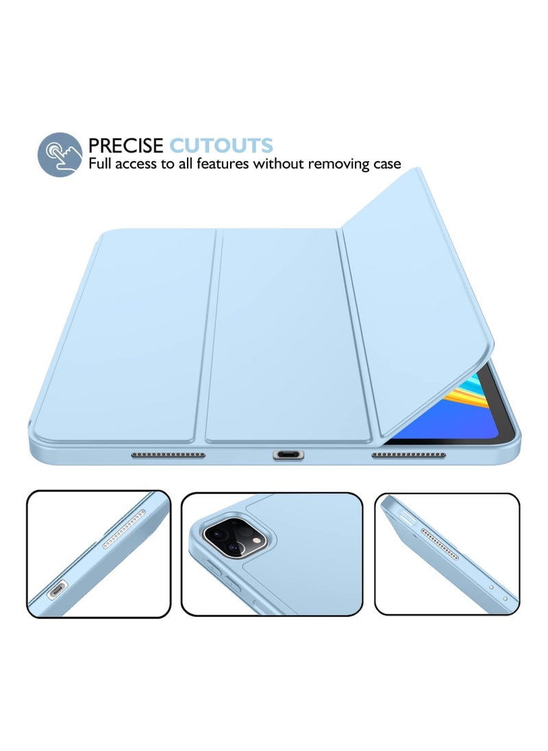 Apple Smart Folio Flip Full Cover Tablet Case with Pencil Holder and Auto Wake/Sleep function for Apple iPad Pro 12.9 (2022,2021,2020 12.9 Inch) – Sky Blue