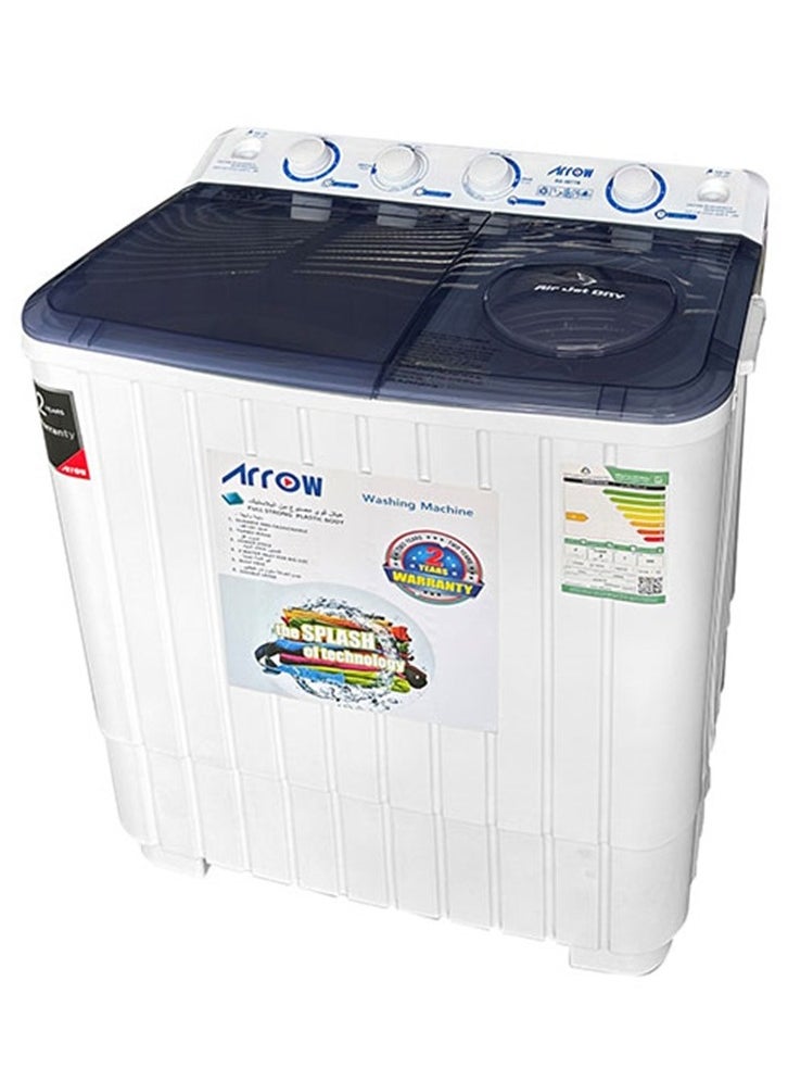 Arrow - 7KG Twin Tub Semi-Automatic Washing Machine, 400 Watt, 7 KG Wash Capacity, 5.5 KG Spin Capacity, Light Grey Color, 15 Wash Timer, 5 Spin Timer | Model Name: RO-08TTB - Image 1