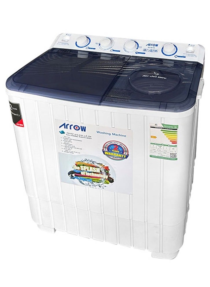 Arrow 7KG Twin Tub Semi-Automatic Washing Machine, 400 Watt, 7 KG Wash Capacity, 5.5 KG Spin Capacity, Light Grey Color, 15 Wash Timer, 5 Spin Timer - Model Name: RO-08TTB - Image 3