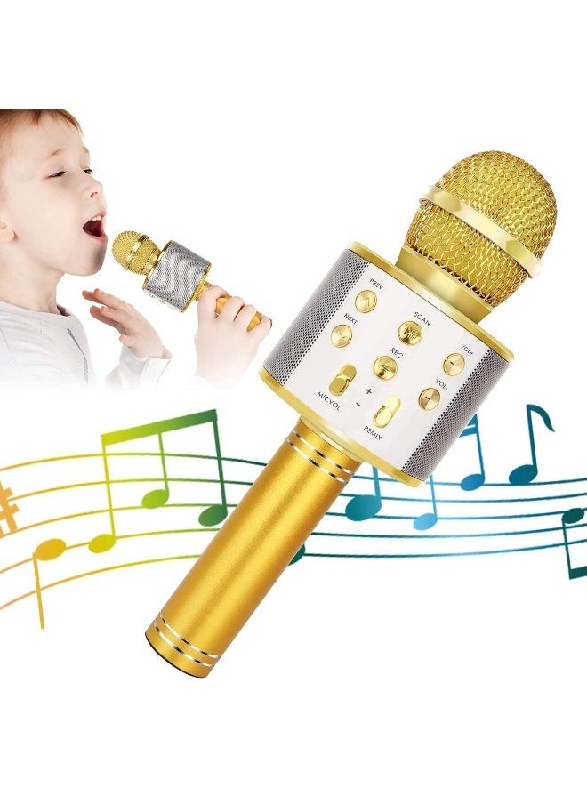 ShebSheb Wireless Bluetooth Karaoke Microphone Portable Handheld Mic Speaker For All Smartphones Microphone Speaker For Girls Boys Kids Childrens Adults  - Image 1
