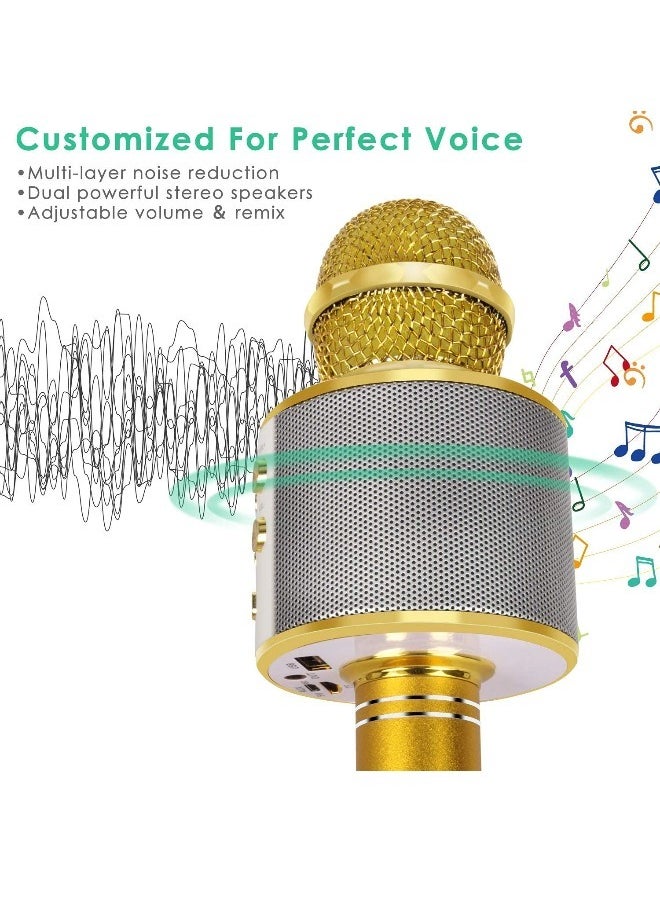 ShebSheb Wireless Bluetooth Karaoke Microphone Portable Handheld Mic Speaker For All Smartphones Microphone Speaker For Girls Boys Kids Childrens Adults  - Image 2