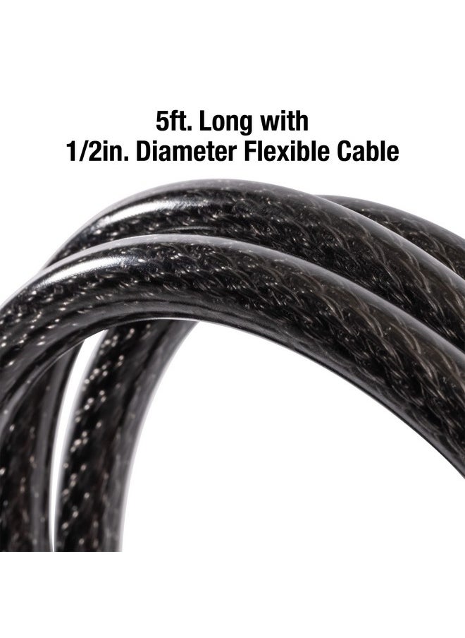 Master Lock Master Lock Black Set Your Own Combination Bike Lock, Metal Cable Lock has a Weather Resistant Vinyl Coating for Outdoor Durability, 5 Feet Long, 8370D  - Image 3