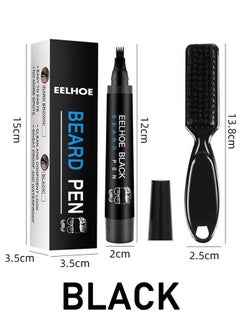 EELHOE Mens Waterproof Beard Filling Pen Kit With Brush, Long Lasting Coverage And Natural Looking Black  - Image 4