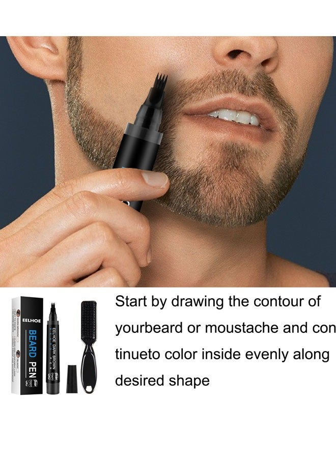 EELHOE Mens Waterproof Beard Filling Pen Kit With Brush, Long Lasting Coverage And Natural Looking Black - Image 5