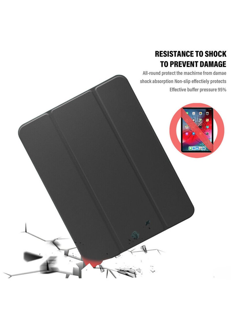 Wtech Premium Smart Flip Awake/Auto Sleep Leather Texture Transparent Silicone With Pen Holder Lens Shield Protector Case Cover For Apple iPad Air 11 5G 2024 (iPad Air 6th Gen M2) 11 Inch Clear/Black - Image 4