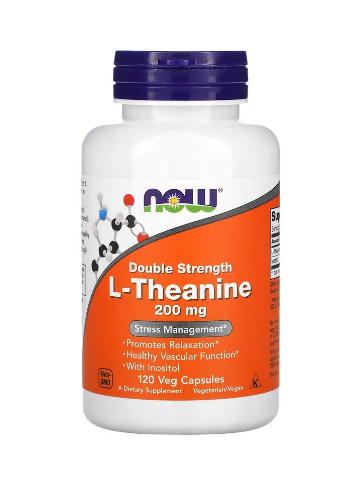 now Double Strength L-Theanine, 200 mg, 120 Veg Capsules - Image 1