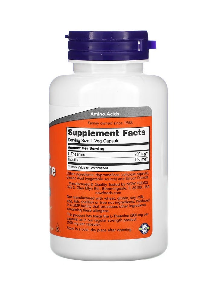 now Double Strength L-Theanine, 200 mg, 120 Veg Capsules - Image 2