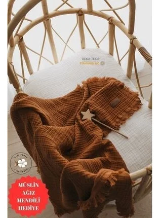 Zeypba Cinnamon Muslin 4 Layer Muslin Baby-Child Blanket 100% Cotton 110x110cm