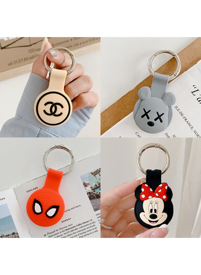 Generic - Customized Processing For Airtag Protective Case For Apple Airtag Protective Case Silicone Case Keychain Positioning-Color:Kitty-Black - Image 1