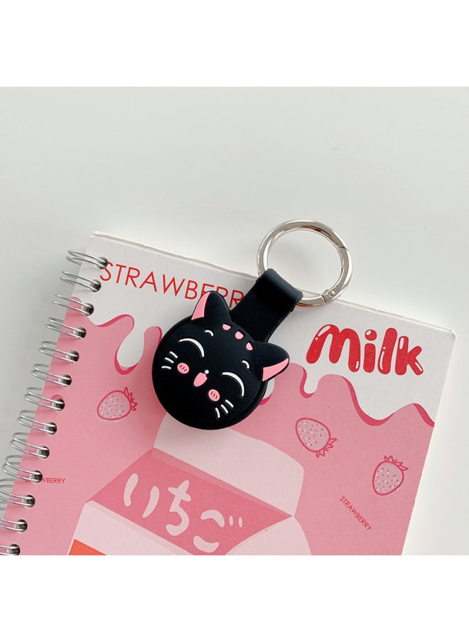 Generic - Customized Processing For Airtag Protective Case For Apple Airtag Protective Case Silicone Case Keychain Positioning-Color:Kitty-Black - Image 1