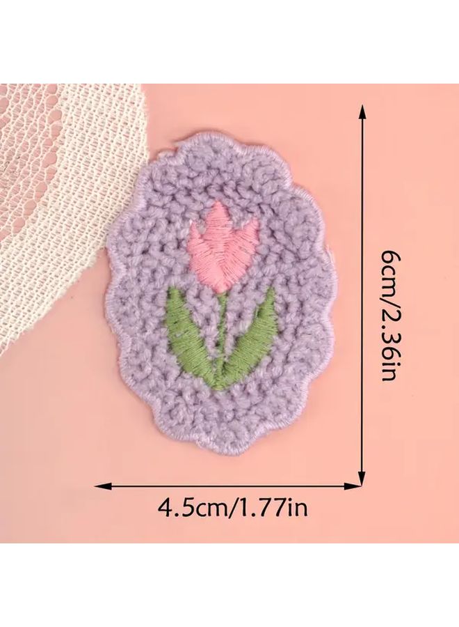 Purple Powder Flower Patches 2pcs For DIY Clothing Bags Hats Crafts Embroidery - Image 3