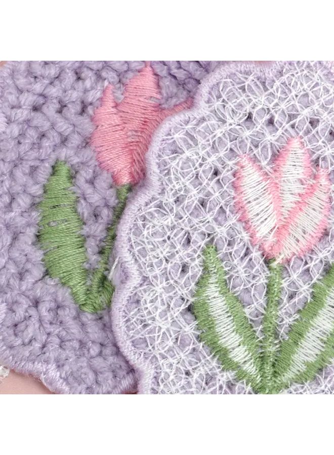 Purple Powder Flower Patches 2pcs For DIY Clothing Bags Hats Crafts Embroidery - Image 4