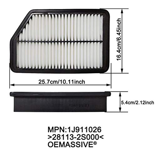 OEMASSIVE Engine Air Filter Compatible with Hyundai Elantra 2011-2012 1.8L,Hyundai Tucson 2010-2015,Kia Sportage 2011-2016 2.4L Car Air Filter Replacement 28113-2S000 CA11053A - Image 2